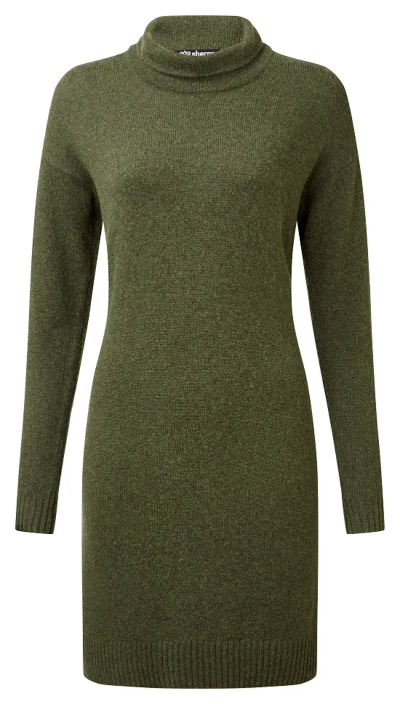 Sherpa Womens Lhakpa Mock Neck Dress Evergreen